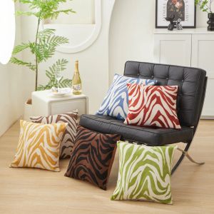 Simple Nordic Style Home Decor Embroidered Cushion Cover Geometric Leopard Print Chenille Square Embroidery Pillow Cover 45X45cm