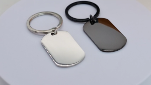 PSD Stainless Steel Keychain with Rounder Corner Design - Mens Key Holder in Black/Silver