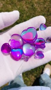 1-2PCS Transparent Purple Heart Glass Ear Tunnel&Plugs Fashion Solid Piercing Strengthed Ear Weight Expander Gauges Body Jewelry