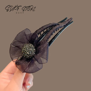 Elegant Water Diamond Flower Hair Clip Womens Half Updo Hair Clip Duckbill Hair Clip Stylish Hair Accessories