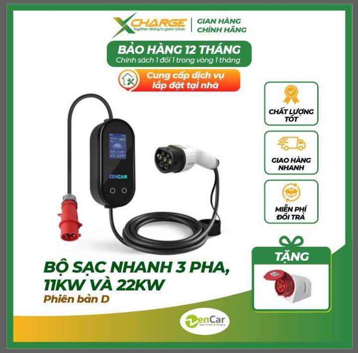 [Tặng ổ cố định] Bộ sạc đẳng cấp Zencar 11kw 3 pha [dây dàu 5m] | Lazada.vn