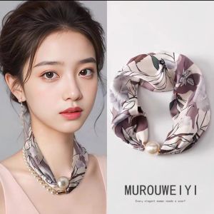 New Chinese Style Pearl Necklace Womens Fashion Jewelry Magnetic Clasp Decorative Scarf Versatile Wrap for All Seasons