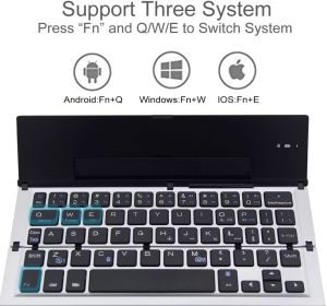 MD Portable Aluminum Universal Folding Bluetooth Keyboard Foldable Compatible with iPhone 14/13/12/11/xs/xs max/x/8/7 Plus/7/6s Plus/6/iPad 2018 9.7/Air 2 /Pro 9.7/iPad mini 4 Samsung Huawei Android Tab let Smart phone