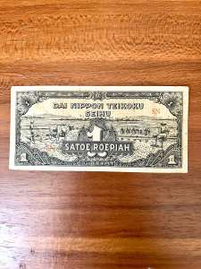 Uang Kertas 1 Rupiah 1943 Seri Dai Nippon Koleksi Kuno