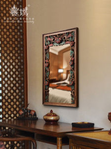 กรอบกระจกปักลายไม้แกะสลักช้างเผือกสไตล์ตะวันออกกลาง งานฝีมือทาสีด้วยมือ ตกแต่งผนังห้องนอน งานฝีมือแฮนด์เมด