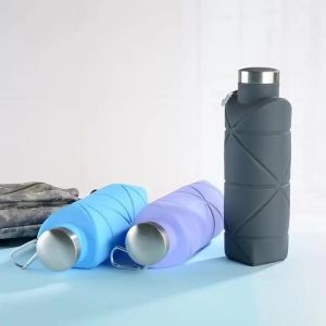 Diamond-Shaped Folding Silicone Water Bottle - Food-Grade Portable Outdoor Sports Travel Bottle