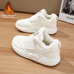 Platform Cotton Shoes Womens 2024 New Arrival Winter Fur Integrated Heattech White Snow Boots Fleece-lined Thickened Sneakers