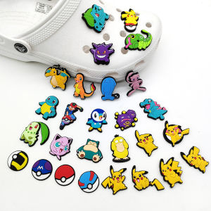 Bandai | 27Pcs Set Cute Pokemon Anime Shoe Charms Soft Waterproof PVC Clog Pins Pikachu Pokeball Decor Accessories For Slides Sandals