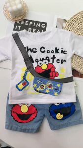 TREEHOUSE newborn clothes set for baby boy High-quality cotton cartoon short-sleeved top + shorts and jeans two-piece casual and cute boys clothing set