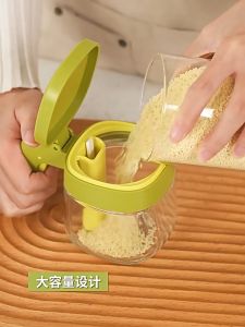 Glass Seasoning Jar With Spoon Spice Containers Airtight Jar For Salt Sugar Pepper Kitchen