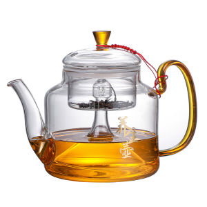 เตาเซรามิกไฟฟ้าแก้วทนความร้อนสำหรับนึ่งกาชงชาอุปกรณ์ต้มชากาน้ำชาต้มชาแบบไอน้ำกาน้ำชาผู่เอ๋อร์สีดำกาชงชาใช้ในบ้าน