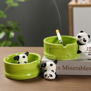 Creative Ceramic Panda Ashtray High Aesthetic Office Desk Decorative Luxury Item Home Decorations Artistic Crafts