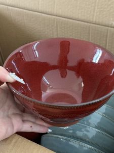 BoShang Home Retro Large Size Ceramic Noodle Soup Bowl Glazed under Color Umbrella Bowl High-End Feeling Dining Utensils Bowl