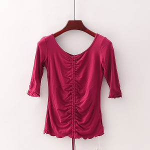 เสื้อยืดโยคะแขนยาวทรงเข้ารูปสำหรับผู้หญิง ทรงเข้ารูป ระบายอากาศได้ดี แห้งเร็ว ทนทานต่อการยืดหยุ่น คอตั้ง ผ้าโพลีเอสเตอร์ ฤดูร้อน 2022