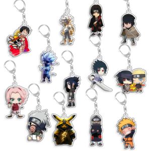 Bandai | For Naruto Pikachu Aburame Shino Uzumaki Naruto Haruno Sakura Acrylic Selfmade Cartoon Anime Keychain Pendant Toy Gift 5cm