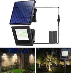 intelamp Solar Lights Outdoor 4400mAh Dusk to Dawn Led Solar Security Flood Light Auto On/Off For Barn Garden Garage Yard Patio