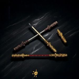 Creative Golden Ruler Neutral Pen Toy Black Mythology Monkey King Pen Decorative Stress Relief Funny Student Stationery