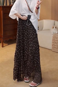 MANMI | Chân Váy Xòe A Dáng Cao Suông Kiểu Hoa Cổ Điển