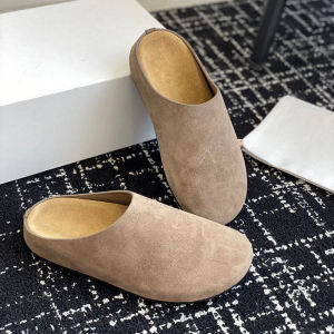 Fall 2024 New Arrival Birkenstock Thick Sole Row Style Slip-on Flats Non Slip Bean Bag Boken Closed Toe Half Slippers for Women