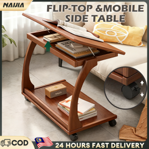 NAIJIA Bedside Table Adjustable Rotate Sofa Side Table Study Bedroom Small Jadual Sisi Katil Boleh Diubah Putar Jadual Sisi Sofa Kecil Cuti 可旋转储物床边桌
