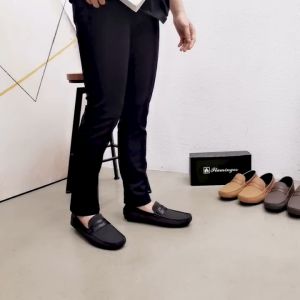 British Style Genuine Leather Black Top Layer Cowhide Loafers for Men