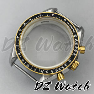 39.8mm VK63 Watch Case Gold/Rose Gold/Blue Domed Mineral Glass For VK63 VK63A Movement Mens Quartz Watch Box Accessories Parts