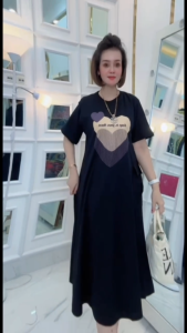 Daster Kaos Wanita Dewasa: Home Dress Love Hart Setandart & Jumbo Terbaru