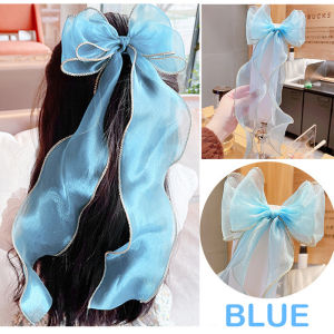 WIN WIN Shop High Quality Korean Girls Bow Hair Accessories INS Style Big Bow Knotted Hair Clip Chiffon Ribbon Bowknot Braided Hair Ponytail