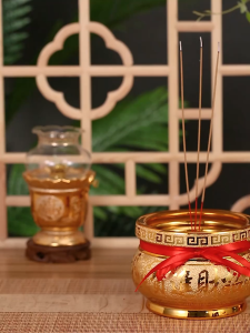 Taoist Incense Burner Ceramic Buddha God Ancestor Worship Golden Dust Wealth God Ornament Exquisite Gift Box Packaging Safe and Durable Home Altar Decor