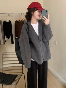 Fashionable Triangle Pocket Knit Sweater Cardigan Womens Long Sleeve Winter Loungewear Base Shirt Spring Autumn New Arrival