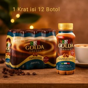 Kopi Golda Cappucino 200ml – 1 Krat Isi 12 Botol | Minuman Kopi Siap Minum Praktis