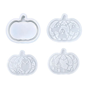 4 Pcs Halloween Pumpkin Silicone Molds Tea Light Holder Plaster Molds Gypsum Molds for Home Crafts