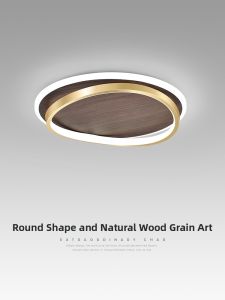 FANZHEN | 2026 New Modern Simple Northern Creative Walnut Wood Texture Ceiling Light