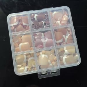 216/120Pcs French Press on Toenails 9Colors Short Square False Nail Tips Glossy Nude/Pink/Brown Fake Toenail for Summer DIY Foot