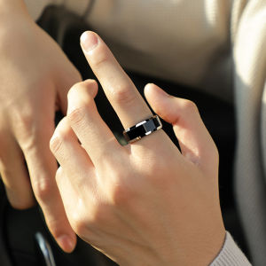 Black Tungsten Ring Mens Fashion Personality High-End Feeling Index Finger Ring Mens Single Black Tungsten Ring Womens Pair Ring