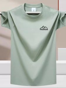 Áo Thun Cotton Lụa Băng Tay Ngắn Mùa Hè Cho Nam Áo Thun Thể Thao Rộng Rãi in Chữ Thoáng Khí Thoải Mái Thường Ngày Cỡ Lớn