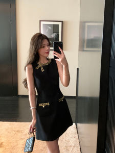 French Miu Style Slim Fit Short Black Dress