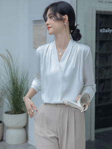 YAOMUHUA | French Professional V-Neck White Womens Shirt
