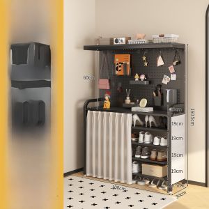 Integrated Multi-layer Shoe Rack Dust-proof Bedroom Entrance Hall Storage Organizer Metal Craft Cast Iron White Hole Board