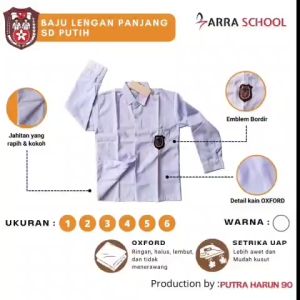 Baju Seragam SD Warna Putih Lengan Panjang
