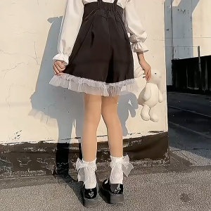 NEW！Preppy Bow Socks School Style Lace Trim Ankle