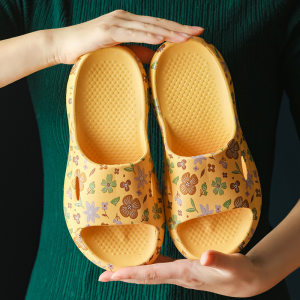 Veblen Yellow Slippers Womens Summer Soft Bottom Anti-slip Home Indoor Summer Outdoor Wear Cool Slippers Comfortable Flat Heel