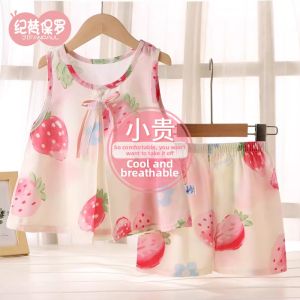 JIFANPAUL | Lace and Bow Decorated Comfort Childrens Sleeveless Vest Set