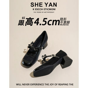 รองเท้าส้นเตี้ย Mary Janes สีแดง สำหรับผู้หญิง ทรงหัวเหลี่ยม ด้านข้างเปิด ด้านบนเป็นหนังวัวชั้นบน ด้านในเป็นหนังวัว รองเท้าแต่งงาน