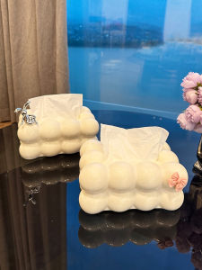 Luxurious Cream Colored Tissue Box Holder for Living Room And Coffee Table Creative Storage Organizer Box Nordic Style Cylinder Shape