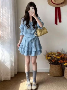 Ge·an·fei | French Style Blue Summer Dress Set