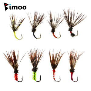 Bimoo 8pcs #12 #14 Tenkara Fly Parachute Grizzly Hackle Floating Dry Fly For Trout Bass Grayling Fishing Lures