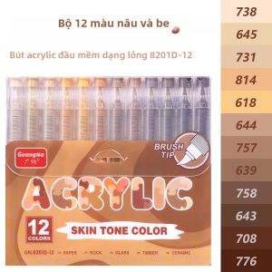 GuangNa Bút Lông Mềm Acrylic Bút Đánh Dấu Bộ 12/24/72 Màu Sắc Tông Màu Da Macaron DIY Vẽ Tay Tranh Nghệ Thuật Bút Đánh Dấu Để Vẽ