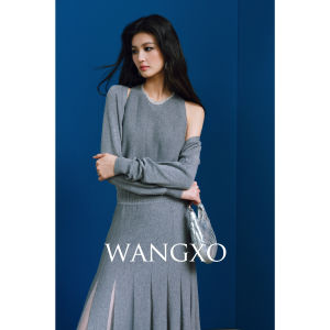 WANGXO | Bộ Poncho/Đầm Len Dệt Mật Độ Cao