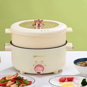 NJCAR LZD MALL (พร้อมส่งด่วน) หม้อไฟฟ้า กระทะไฟฟ้า มัลติฟังก์ชั่น 22/24 cm หม้อต้มไฟฟ้า หม้อชาบู หม้อสุกี้ สองชั้น หม้อไฟฟ้า ชั้นนึ่ง หม้อต้มไฟฟ้า หม้อสุกี้ชาบู หม้อชาบู หม้อทอด แกงต้ม ผัด LK